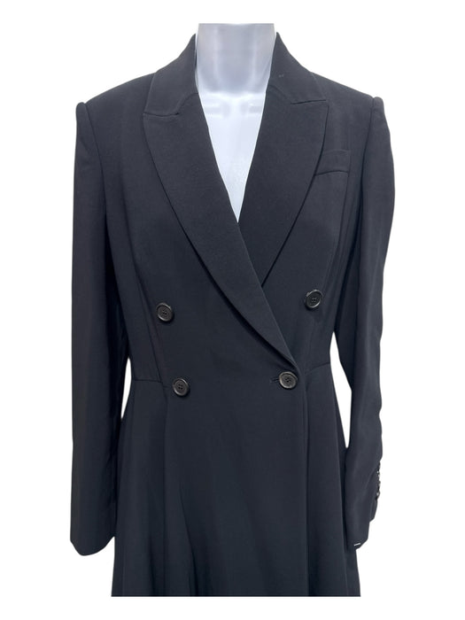 Givenchy Size 38 Black Viscose Long Sleeve Buttons Trench shoulder pads Coat Black / 38