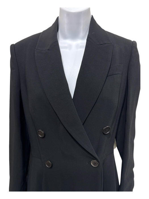 Givenchy Size 38 Black Viscose Long Sleeve Buttons Trench shoulder pads Coat Black / 38