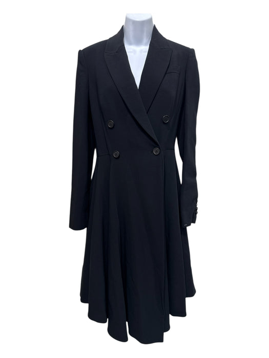 Givenchy Size 38 Black Viscose Long Sleeve Buttons Trench shoulder pads Coat Black / 38