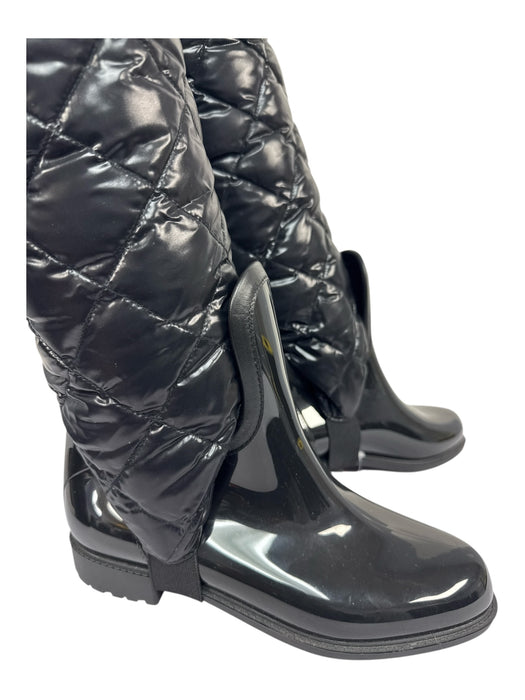 Moncler Shoe Size 38 Black Rubber Almond Toe Slip On Leather Trim Boots Black / 38