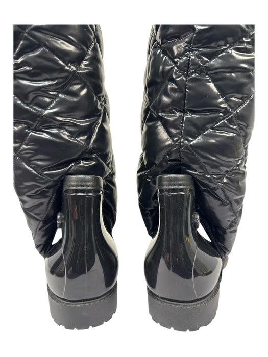 Moncler Shoe Size 38 Black Rubber Almond Toe Slip On Leather Trim Boots Black / 38