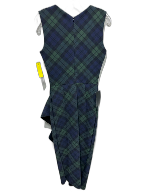 Chiara Boni Size 8 Olive Green, Navy & Black Polymide Sleeveless Plaid Dress Olive Green, Navy & Black / 8