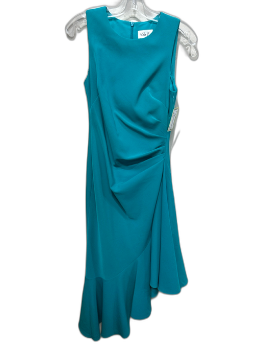 Eliza J Size 4 Teal Green Polyester Sleeveless Darted Side Gather Gown Teal Green / 4