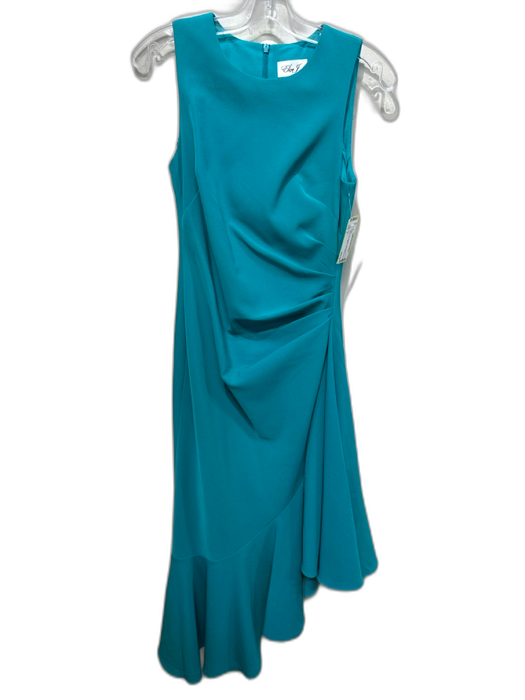 Eliza J Size 4 Teal Green Polyester Sleeveless Darted Side Gather Gown Teal Green / 4