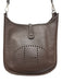 Hermes Chocolate Brown Pebble Leather Perforated Logo Snap Closure Dress Chocolate Brown