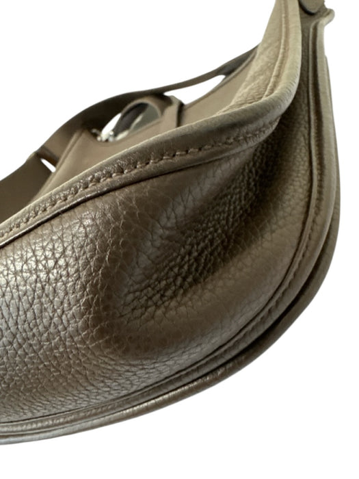 Hermes Chocolate Brown Pebble Leather Perforated Logo Snap Closure Dress Chocolate Brown