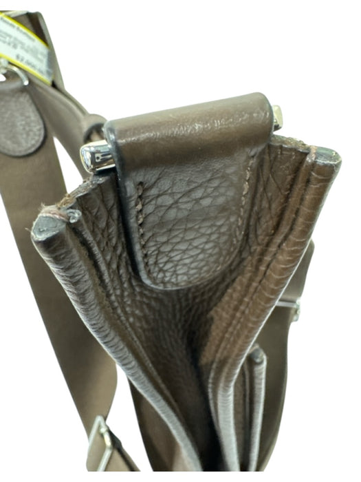 Hermes Chocolate Brown Pebble Leather Perforated Logo Snap Closure Dress Chocolate Brown