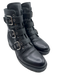 Prada Shoe Size 39 Black Leather Round Toe Straps Buckle Detail Combat Booties Black / 39