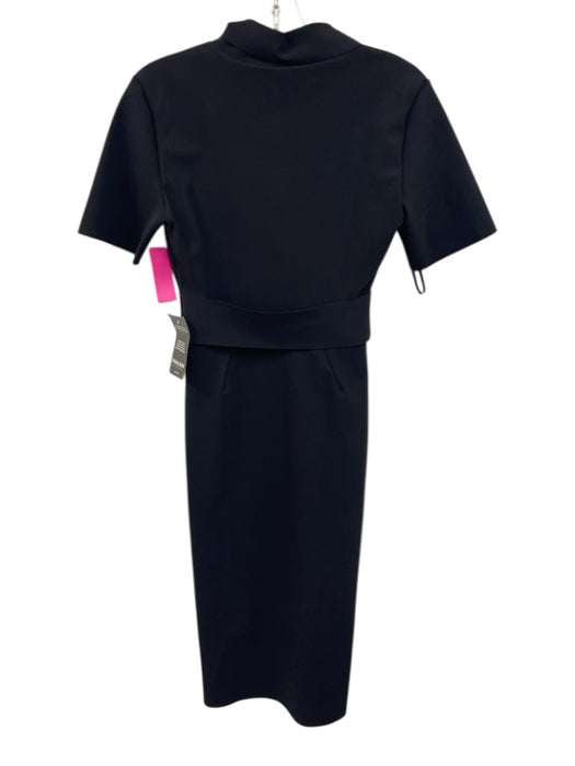 Chiara Boni Size 42 / M Black Polyamide Blend Short Sleeve Surplice Belted Dress Black / 42 / M