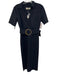 Chiara Boni Size 42 / M Black Polyamide Blend Short Sleeve Surplice Belted Dress Black / 42 / M