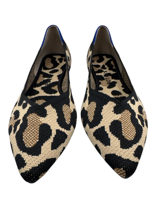 Rothy's Shoe Size 9 Black & Tan Synthetic Knit Pointed Toe Leopard Flats Black & Tan / 9