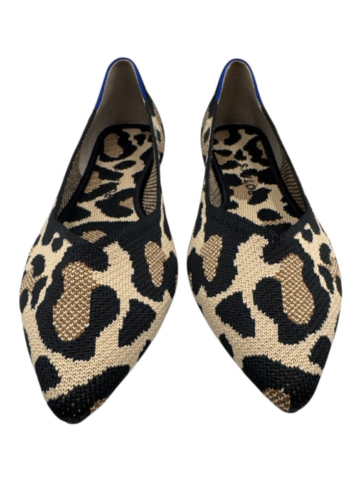 Rothy's Shoe Size 9 Black & Tan Synthetic Knit Pointed Toe Leopard Flats Black & Tan / 9
