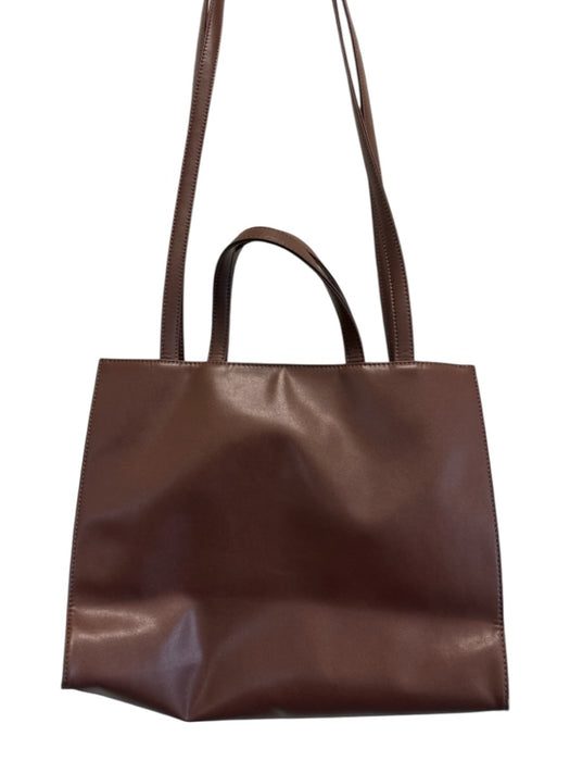 Telfar Brown PU Leather Top Handle Logo Tote Shopper Bag Brown / Medium