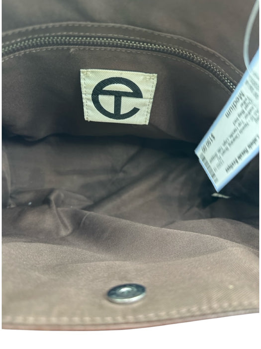Telfar Brown PU Leather Top Handle Logo Tote Shopper Bag Brown / Medium