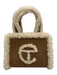 Telfar Brown & Cream Cow Suede Sheep Fur Top Handle Crossbody Shopper Bag Brown & Cream / Mini