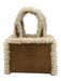 Telfar Brown & Cream Cow Suede Sheep Fur Top Handle Crossbody Shopper Bag Brown & Cream / Mini
