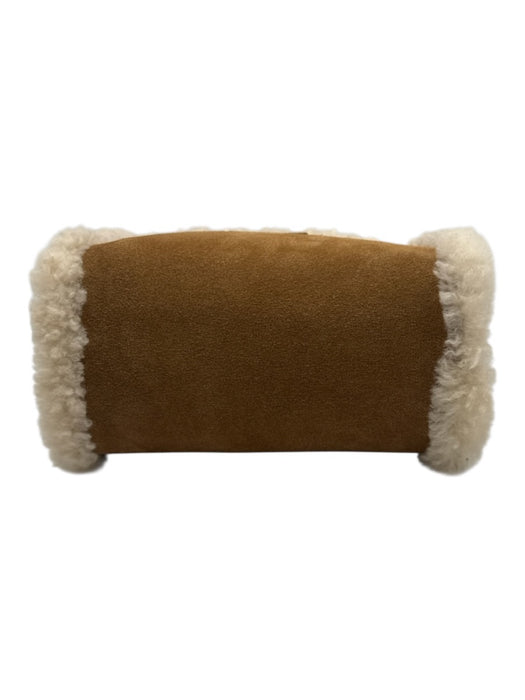 Telfar Brown & Cream Cow Suede Sheep Fur Top Handle Crossbody Shopper Bag Brown & Cream / Mini