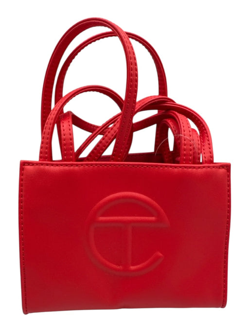 Telfar Red PU Leather Top Handle Logo Crossbody Strap Shopper Bag Red / Mini