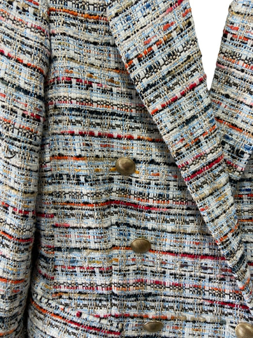 L'agence Size 4 White, Blue, Pink Polyester Tweed Gold Buttons Pockets Jacket White, Blue, Pink / 4