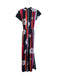 Vilagallo Size 38 Black, Pink & Multi Polyester V Neck Floral V Neck Dress Black, Pink & Multi / 38