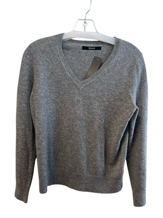 Quince Size Small Gray Cashmere Long Sleeve Heathered V Neck Pull Over Sweater Gray / Small