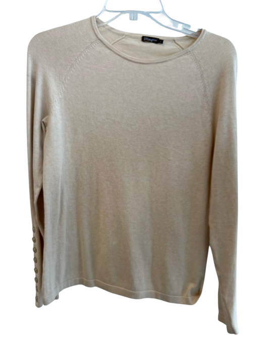 J Mclaughlin Size Small Cream Cotton Blend Long Sleeve Round Neck Top Cream / Small