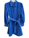 Jade Size Small Blue Cotton Long Sleeve Button Down Belt Collared Dress Blue / Small