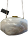 No Brand White & Gold Shell Clutch Shoulder Chain Bag White & Gold / Small