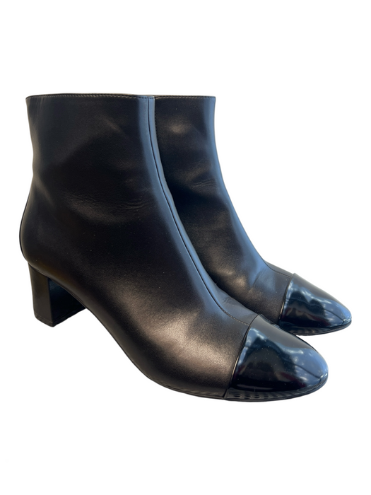 Jeffrey Campbell Shoe Size 7.5 Black Leather Patent Leather Toe Cap Booties Black / 7.5