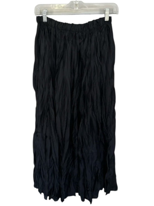 Milio Milano by Venti 6 Size M Black Polyester Elastic Waist Crinkle Maxi Skirt Black / M