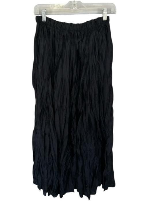 Milio Milano by Venti 6 Size M Black Polyester Elastic Waist Crinkle Maxi Skirt Black / M
