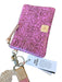 Consuela Purple & Tan Leather Embossed Tassel Wallets Purple & Tan