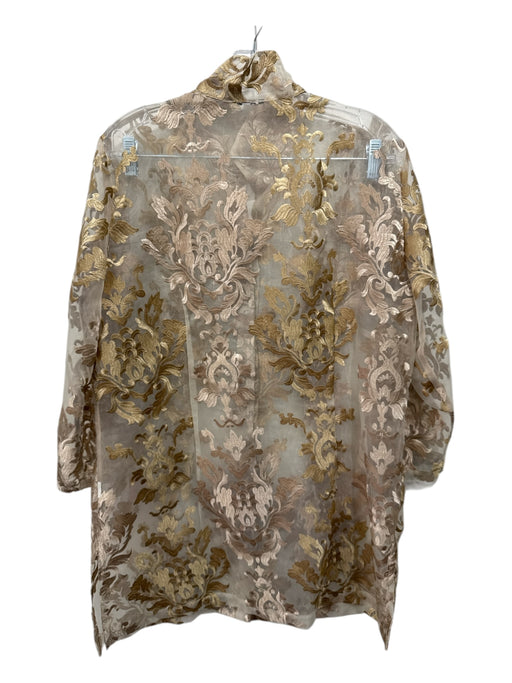 Connie Roberson Size XL Gold & Taupe Silk applique Tank Straight Leg Pant Set Gold & Taupe / XL