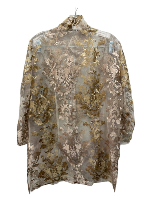 Connie Roberson Size XL Gold & Taupe Silk applique Tank Straight Leg Pant Set Gold & Taupe / XL