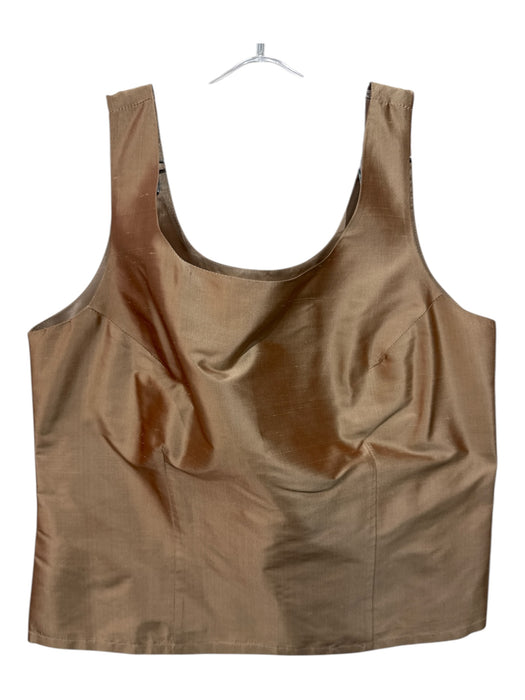 Connie Roberson Size XL Gold & Taupe Silk applique Tank Straight Leg Pant Set Gold & Taupe / XL