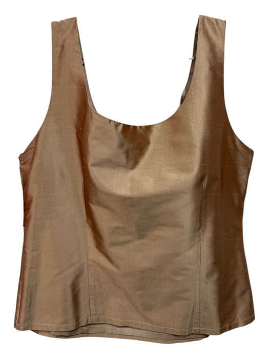 Connie Roberson Size XL Gold & Taupe Silk applique Tank Straight Leg Pant Set Gold & Taupe / XL