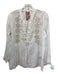 Johnny Was Workshop Size XS White & Beige Ramie Embroidered Detail Top White & Beige / XS