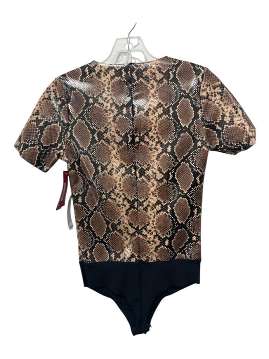 Commando Size S Brown & Black Faux Leather Round Neck Snake Embossed Top Brown & Black / S