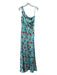 Saloni Size 10 Teal & Multi Silk One Shoulder Floral Maxi Bias Cut Dress Teal & Multi / 10