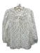 Shoshanna Size Small White Cotton Long Balloon Sleeve Eyelet 3 Button Blouse Top White / Small