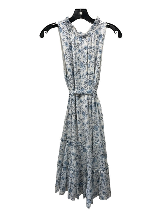 Intermix Size 8 White, Blue & Gold Silk metalic Floral Sleeveless Dress White, Blue & Gold / 8