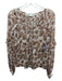 Veronica Beard Size 4 Cream & Brown Silk Sheer Long Sleeve Buttons Slip Inc. Top Cream & Brown / 4