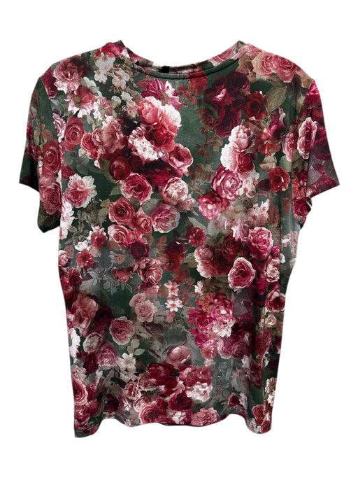 L'agence Size Large Red, Green, White Rayon Blend Round Neck Floral Top Red, Green, White / Large