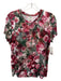 L'agence Size Large Red, Green, White Rayon Blend Round Neck Floral Top Red, Green, White / Large
