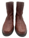 Tory Burch Shoe Size 7 Brown Leather Back Zip Round Toe Low Stacked Heel Boots Brown / 7