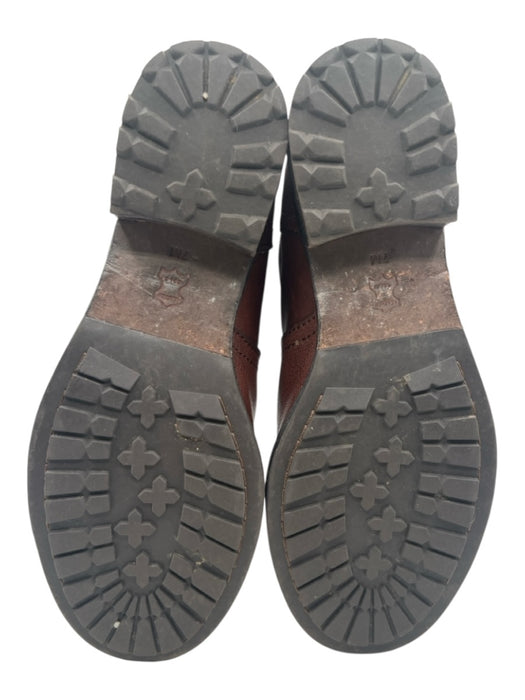 Tory Burch Shoe Size 7 Brown Leather Back Zip Round Toe Low Stacked Heel Boots Brown / 7