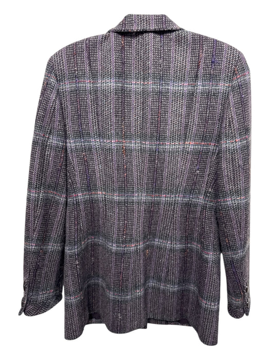 Worth Size 4 Purple, Gray, Blue Wool & Silk Plaid Patch Pockets Jacket Purple, Gray, Blue / 4
