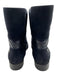 Chanel Shoe Size 38 Navy Blue & Black Leather Quilted Fabric Block Booties Navy Blue & Black / 38