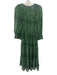 Ba&sh Size 2 Green & Black Viscose Abstract Print Crochet Lace Trim V Neck Dress Green & Black / 2