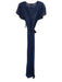 Rixo Size 8 Navy & white Viscose Short Cap Sleeve Polka Dot V Neck Maxi Dress Navy & white / 8